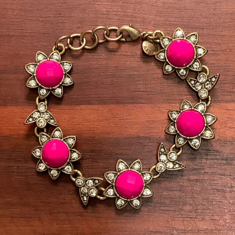 J. Crew brass tone pink stone bracelet